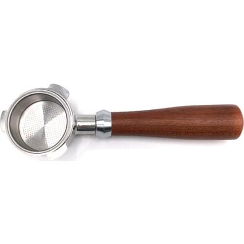New 51Mm Professional Stainless Steel Handle For Home Coffee Machine Replacement Solid Wood Coffee Handle-ABUX