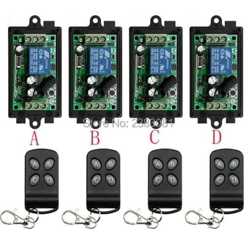 NEW DC12V 1CH Wireless Remote Control System 4 transmitter and 4 receiver universal gate remote control /radio receiver