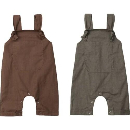 0-18M Newly Pretty Toddler Kids Baby Girls Boys Casual Overalls Romper Sleeveless Solid Dungarees Bib Pants