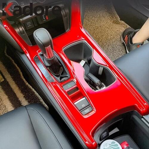 Car Interior Gear Shift Panel Cover Trim For Honda Accord 2018 2019 2020 Carbon Fiber Water Cup Holder Frame Trims Sticker LHD