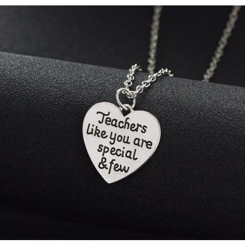 Teacher "Teachers Like You Are Special & Few" Love Heart Pendant Necklace For Teacher Charms Chain Necklace Choker Collar Gifts