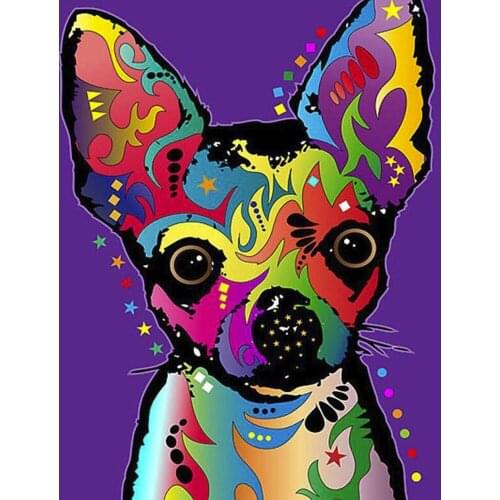 Full Square/Round 5D DIY Diamond Painting Colorful Chihuahua pictures of Rhinestones Diamond embroidery wall decoration FG1767