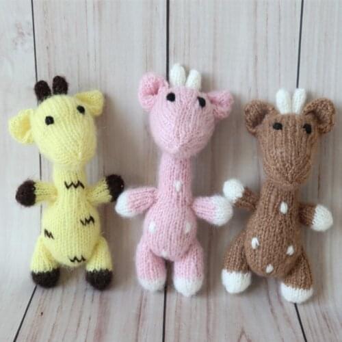 Newborn Photography Toy Crochet Mini Reindeer Toy Newborn Photography Props Christmas Gift Crochet Deer Baby Photo Props