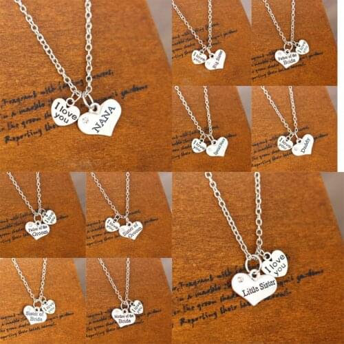 Heart Gifts Family Jewelry Mother Father NANA Pendant Necklace Mothers Day & Fathers Day Necklaces Souvenirs Dad Mom