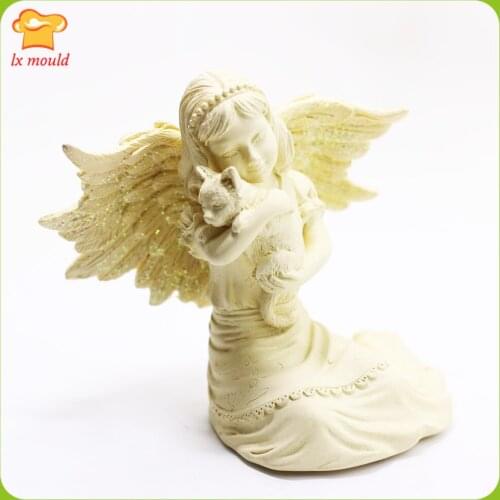 Embrace cat angel silicone mold handmade soap candle mold wedding home decoration mold