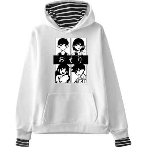 Omori print Fake Two Piece Hoodie Sweatshrits Women/Men Long Sleeve Pullover Hooded Sweatshirt loose Tops INS Kawaii Style Hoody