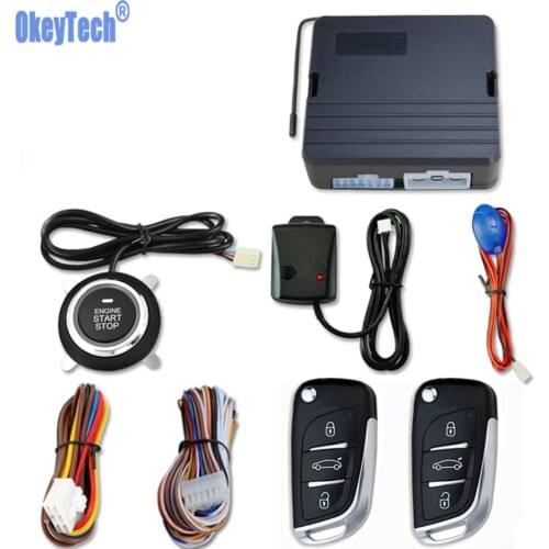 OkeyTech Universal 12V SUV Car Alarm Accessories One Push Button Engine Starter Stop Remote Starter Stop Keyless Entry System