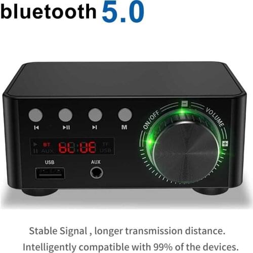 SUNBUCK Mini Audio HiFi Bluetooth 5.0 Power Class D Amplifier Tpa3116 Digital Amp 50W*2 Home Audio Car Marine USB/AUX IN