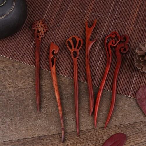 Vintage Handmade Chopstick Hair Stick Printed Wood Hair Pins Chopsticks Wooden Hairpin Needle Headwear Jewelry Accessories