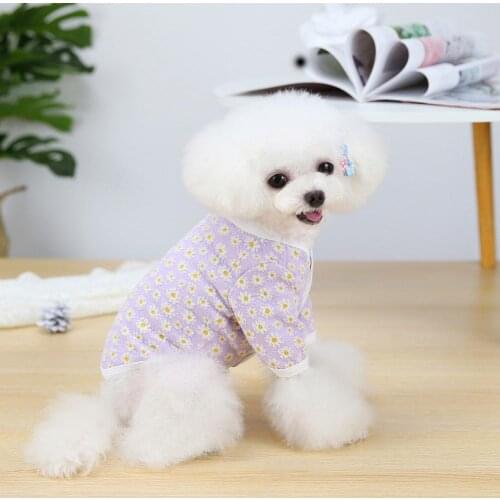 Puppy Knitwear Jackets Floral Print Hand Jackets Washable Unisex Puppy Winter Cardigan Shirt Autumn Puppy Two-legged Knitwear