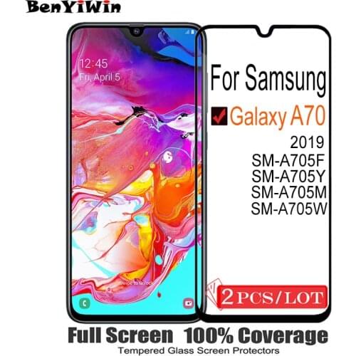 2PCS Original Full Cover Screen Protector Tempered Glass For Samsung Galaxy A70 9H On Protective Case Film For Galaxy A 70 Glass