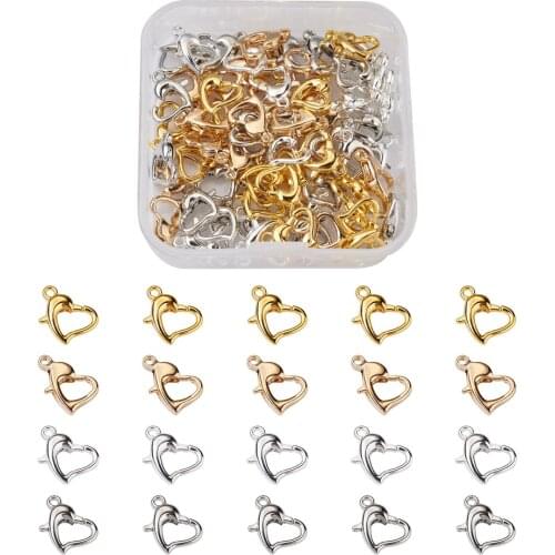 100Pcs Alloy Heart Lobster Claw Clasps 4 Colors Cadmium Lead Free 11.5x8x3mm Jewelry Making Supplies Keychain Necklaces Links