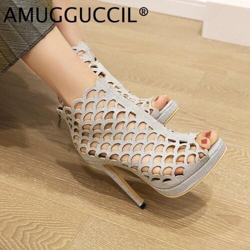 2021 Plus Big Size 30-52 Gold Silver Black Pink Blue Fashion Sexy High Heel Platform Female Lady Sandal Women Summer Boots X2071