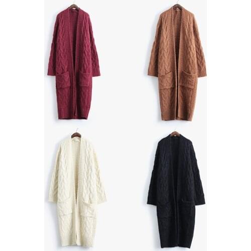 ASYMSAY Autumn Winter Long Sleeve V Neck Sweater Women 2017 New Arrival Big Pocket Warm Thickening Knitting Cardigan AC5552