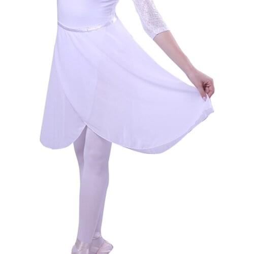 Ladies Professional Ballet Leotard Wrap over Scarf Skirt Chiffon Ballet Gymnastics Dance Skating Skirt Open Tie Long Skirt 8Colo