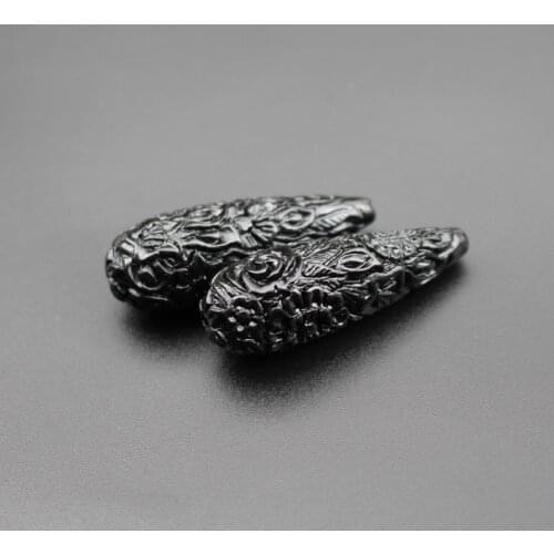 10Pieces/Lot 27mm 33mm 40mm Artificial Coral beads Flower beads Drop Shape Cabochon Black color for Jewelry making