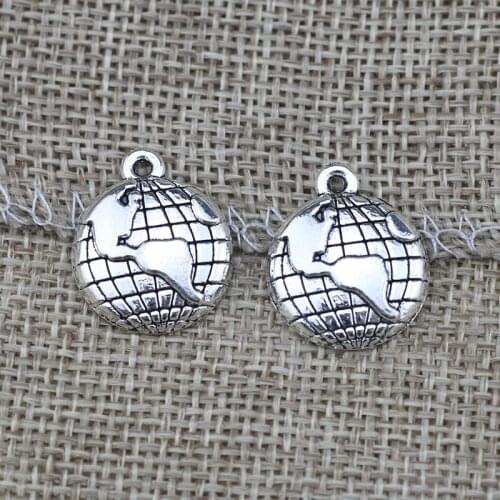 12 Pieces 16x20mm Antique Silver Color World Map Charms Equisite Bracelets Handmade Jewelry