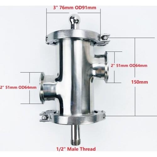 3"(76mm)OD91 Gin Basket Set For Distillation,2*Side Ports 2"(51mm)OD64 With Filter V-340ml,Length 150mm SS304