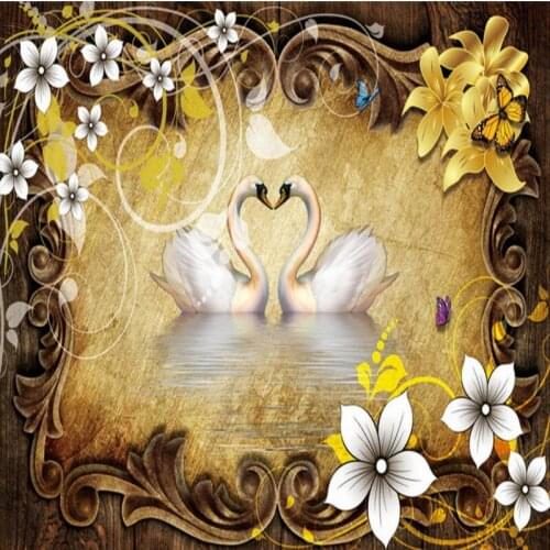 Custom 3d mural Retro European Style Swan Mural Living Room TV Wall bedroom wallpaper custom studio lobby mural