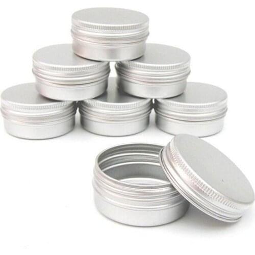 Free Shipping 50pcs/lot 30ml 1OZ Aluminum Cream Jars Tins Cosmetic Containers Pot With Screw Top For Beard Balm Salve Lip Balm