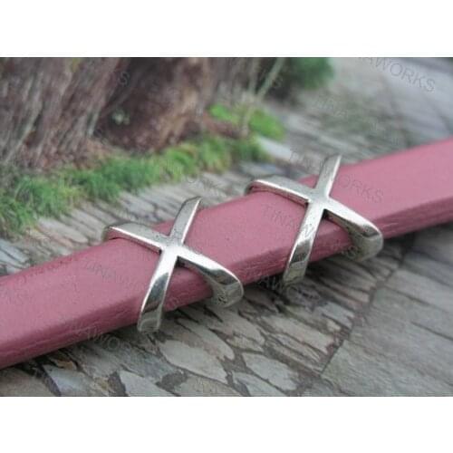 FREE SHIPPING 30pcs Antique Silver 10.4x6.3mm Infinity Style Slider Spacer For Licorice Leather--PAT142