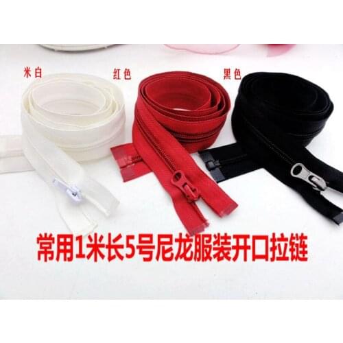Free shipping 7#/5# nylon zippers black white red/100cm 2PCS open-end for garment school uniform/Childrens clothes jacket/bags