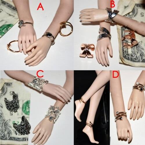 1/6 Scale Mini Bracelet Anklet Golden Silver Bracer Wristband Foot Ring for 12 Inches Female TBLeague Action Figures Accessories