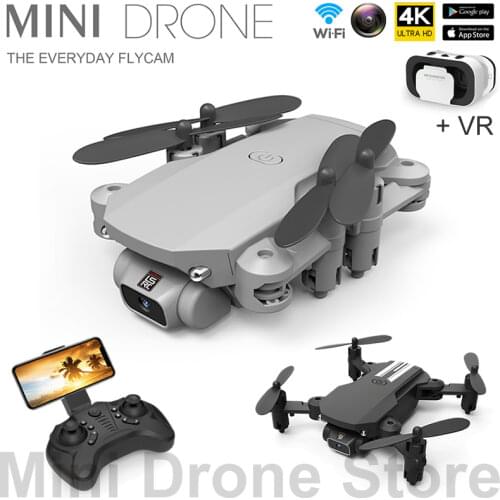 LS-MIN Grey Mini UAV ABS RC Folding Quadcopter With Camera 4k HD Aerial Photography Drone FPV WiFi Remote Control Helicopter Toy