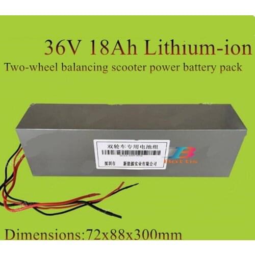 Long size 36V 18Ah Battery pack Lithium-ion Repalcement for two Wheel Foldable Electric Scooter 500w 800w motor + 2A charger