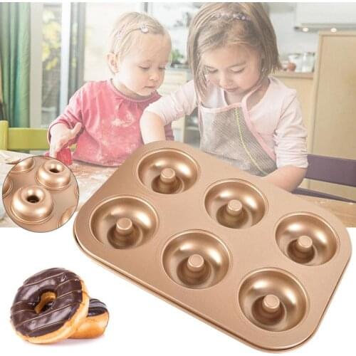6 Cavity Doughnuts Mould Mini Toast Baking Mold Non-stick Chocolate Tray Carbon Steel Cup Cake Mould Home Kitchen Accessories