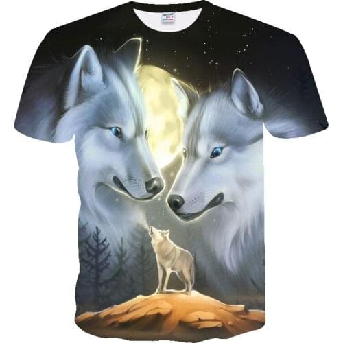 New Summer Mens Timberwolf Graphic Round Neck Short Sleeve T Shirt 3D-Printed Animal Sport Mens Clothing Casual T Shirt