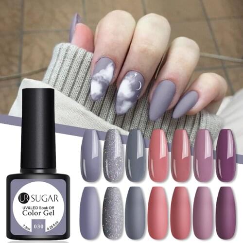 UR SUGAR 7.5ml Gel Nail Polish for Manicures Gray Blue Yellow Semi-permanant Platium Soak Off UV Gel Varnish for Nail Art Design