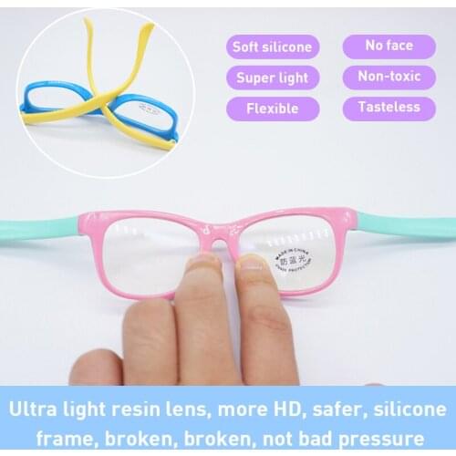 Bendable Children Optical Glasses Flexible One-piece Safe Eyeglasses Flat Glasses Plain Mirror Silicone Anti-blue Light Goggles