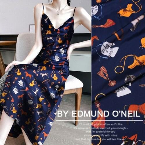 Customized summer digital printing 19mme stretch satin silk fabric soft and smooth silkworm silk satin dress fabric 108cm wide