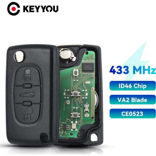 KEYYOU ASK HU83 Blade CE0536 433MHz Circuit Board For PEUGEOT 207 208 307 308 408 Partner Keyless Entry Car Remote Flip Key
