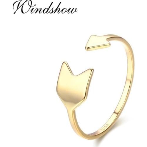 Cute 925 Sterling Silver Gold Color Arrow Opened Rings For Women Girls Jewelry Finger Anillos Bague Argent Aneis Bijoux Anillo