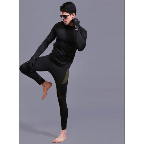 Thermal long johns Underwear set MMA Tactics Tracksuit Men 2 Sets Compression Leggings Quick dry T-shirt long sleeve sportswear