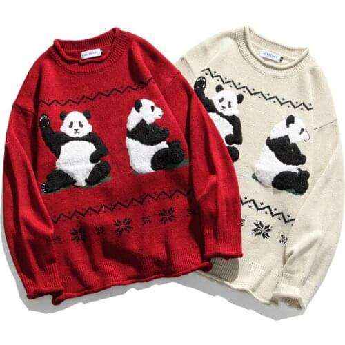 Red Panda Harajuku Lovers Non-Mainstream Sweater Men and Women All-match Korean Autumn Sweater Hong Kong Flavor