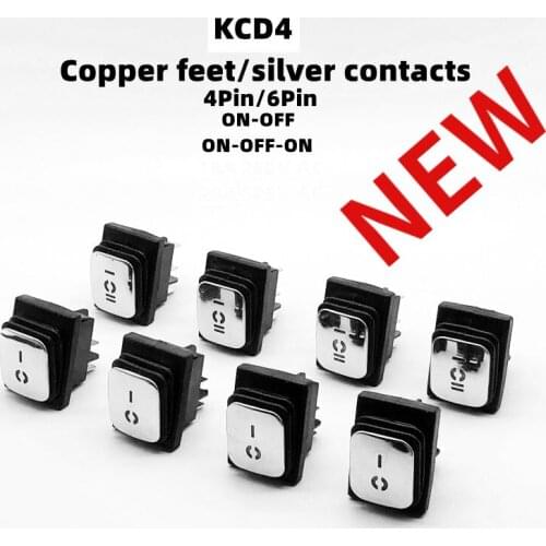 Rocker switch KCD4 stainless steel waterproof ON-OFF4/6Pin electrical equipment switch with LED power supply 16A 250V/20A 125VAC