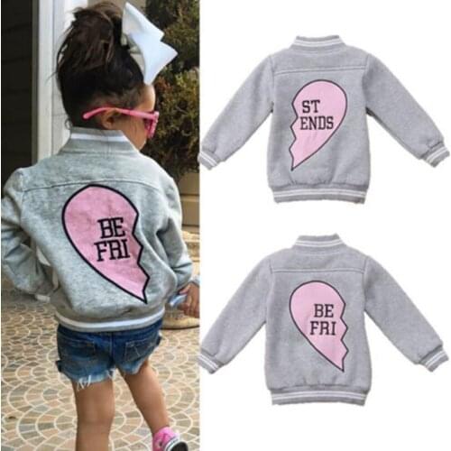 Girl jacket kids coat children outerwear spring autumn baby girls boy baseball clothes for friends twins sports clothing 9M-5T