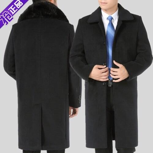 New Arrival Fashion Men Winter Long Jacket Thickened Overcoat Fur Collar Casual Covered Button Plus Velvet Size M L XL XXL XXXL