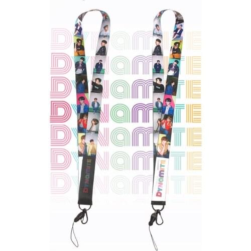 Kpop Fashion Lanyard Card Holder Phone Charm Strap Bangtan Boys Dynamite Keychain Keyring Neckband Anti-lost Rope Neck Straps