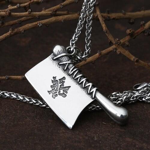 Punk Hip Hop Stainless Steel Knife Necklace For Men Fashion Gothic Chef Kitchen Knife Pendant Necklace Mens Chain Jewelry