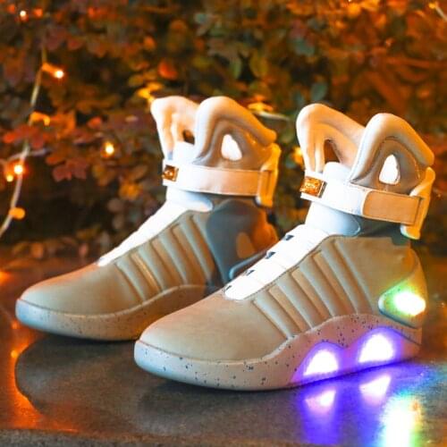 Adults USB Charging Led Luminous Shoes For Mens Fashion Light Up Casual Men back to the Future Glowing Sneakers Free shipping