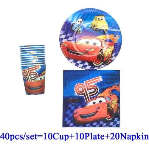 Disney Lightning McQueen Cars Theme Tableware Baby Children Birthday Party Supplies Decor Family Friend Disposable Tableware Set