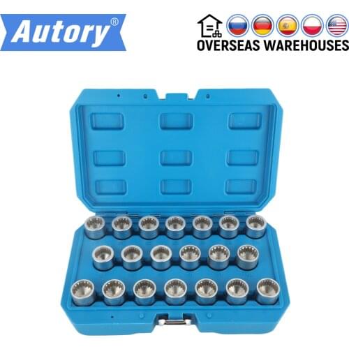 MR CARTOOL 20pcs Locking Wheel Nut Key Socket Set Kit For Porsche Cayenne Panamera VW Touareg Anti-Theft Screw Sleeve