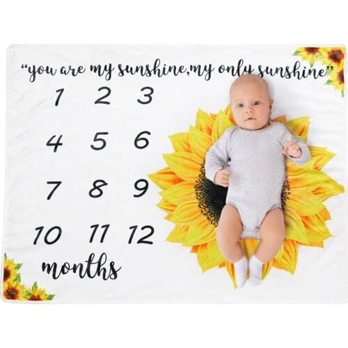 New Sunflower Blanket Digital Printing Flannel Baby Milestone Photograph Carpet Soft And Comfortable For 0-1year 100x75cm