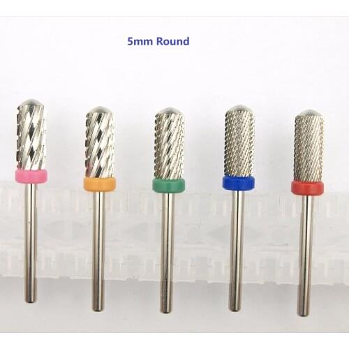 New Silver! Quality 5mm Small Round Top barrel Original Tungsten steel Carbide Manicure Nail drill bit File Accessories
