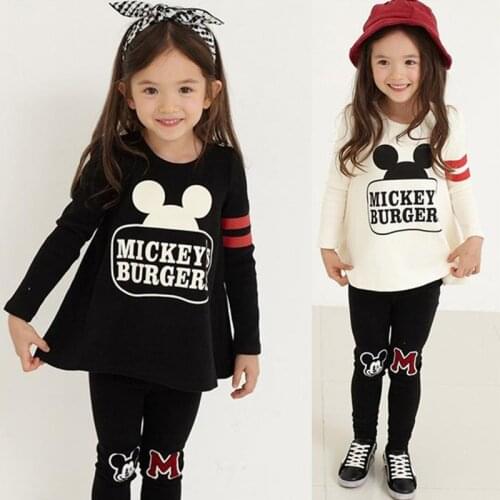 2021 Fall Girls Outfits Kids Mickey Letter Fashion Party Clothing Childrens Cotton Toddler Cartoon Set Baby Girl Clothes