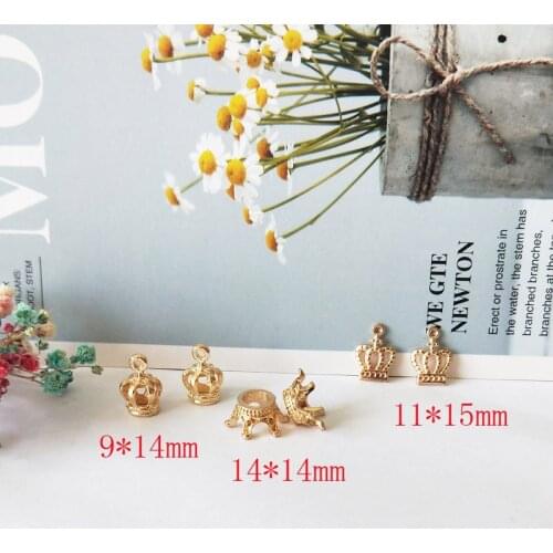 20pcs/lot Gold Color Plated Metal 3D Princess Crown Charms Pendant for Jewelry Making DIY Handmade Bracelet Findings Craft Gift